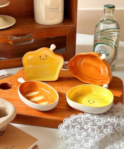 Chén gốm Bowli họa tiết bánh mì cute dùng để đựng nước chấm