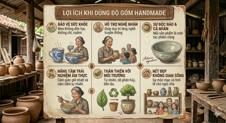 lợi ích khi dùng đồ gốm handmade là gì