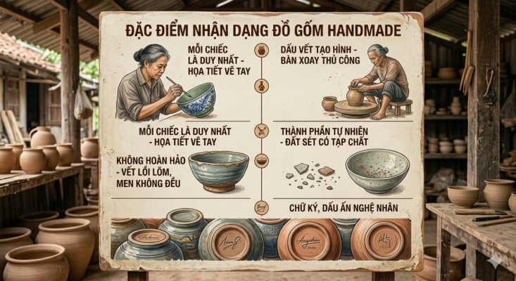 đặc điểm nhận dạng đồ gốm handmade là gì
